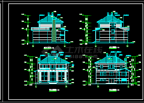 休闲新别墅建筑施工CAD设计方案图纸-图二