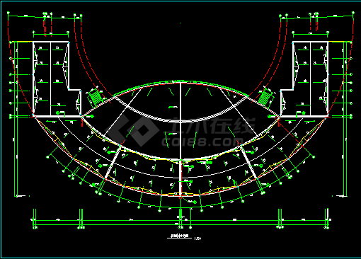 某地广场舞台及网点建筑施工设计平立图-图二