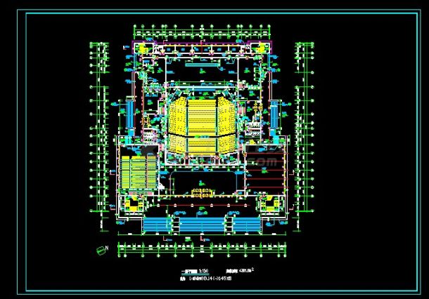 某地区某大学礼堂设计cad全套建施图-图二