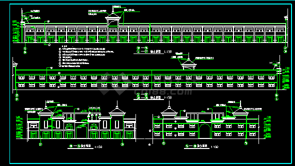 某二层商业楼门面房全套CAD建筑施工方案设计图-图二