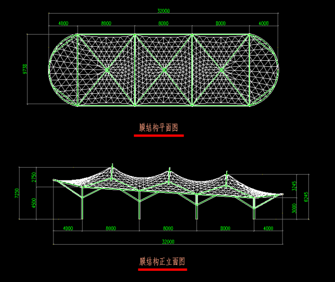 小区、停车场车库出入口膜结构方案图_图1