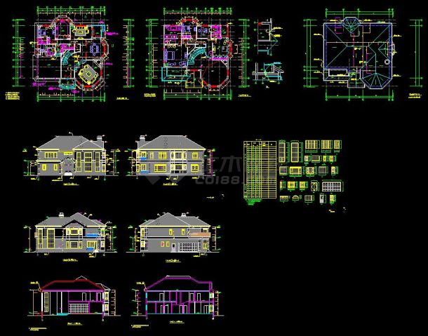 某地钢结构多层别墅建筑cad施工方案图-图一