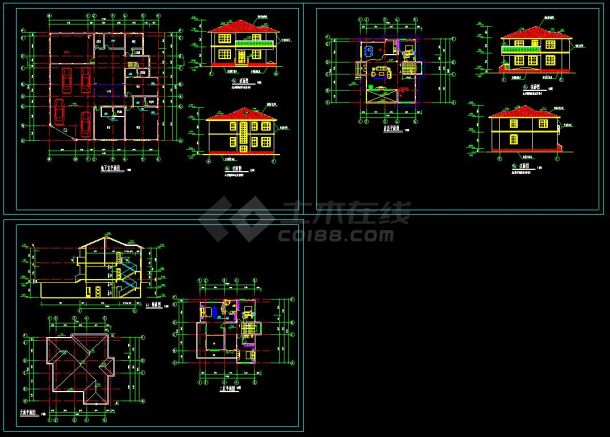 某地豪华别墅建筑设计cad施工方案图-图一