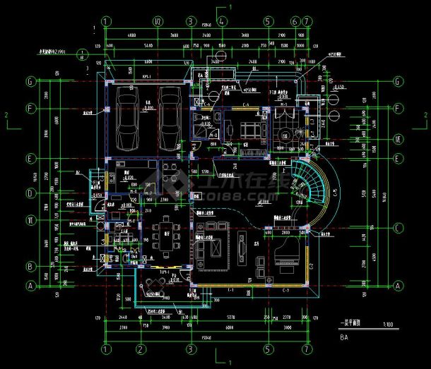 某地多层经独立别墅建筑设计cad施工方案图-图二