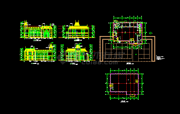 某地二层会所设计施工CAD建筑方案图-图一