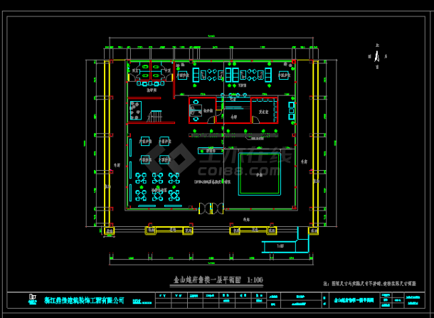 某高层房产售楼处建筑设计CAD施工样图-图二