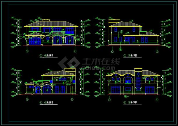 某地两层现代风格别墅建筑设计cad施工方案图(含设计说明）-图二