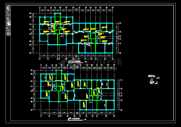 详细框剪结构住宅楼cad施工工程详细图纸-图二