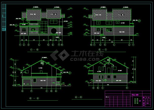 某住宅区多层精品别墅建筑设计cad详细施工图(含设计说明）-图二