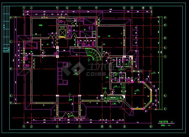 某小区三层豪华别墅建筑设计cad施工图(含设计说明）-图二