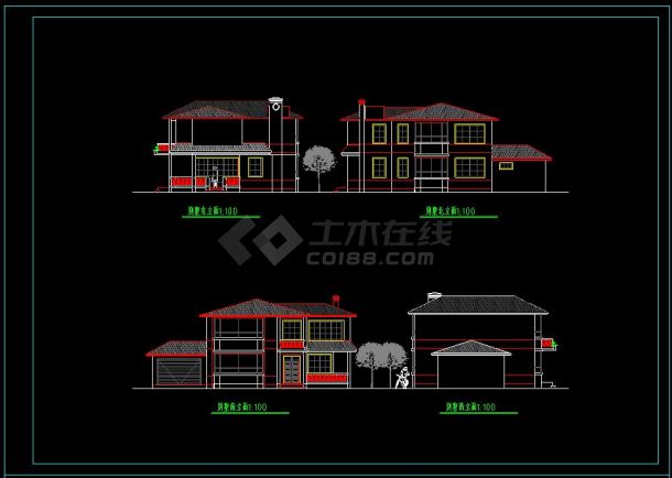 某住宅区两层经典小别墅建筑设计cad施工图-图二