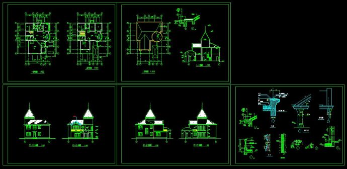 某小区特色两层别墅建筑设计cad施工方案图_图1