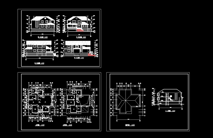 某地区某单体二层别墅设计cad建筑图_图1