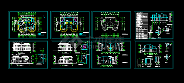 某地区某独栋二层别墅设计cad全套建施图-图一