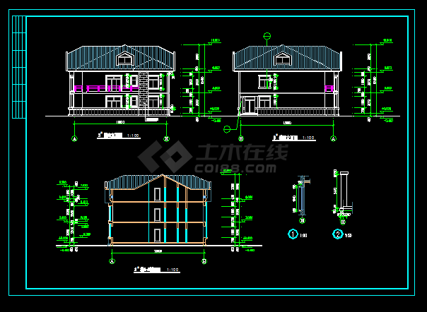 别墅式疗养院建筑CAD设计方案图纸-图二