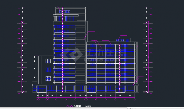 某地区商务旅馆外观改造建筑设计CAD施工图-图二