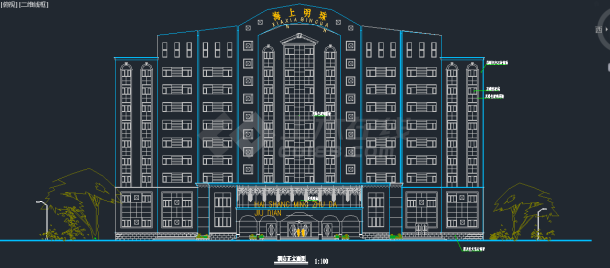 某地区海上明珠大酒店建筑设计CAD施工方案图-图二