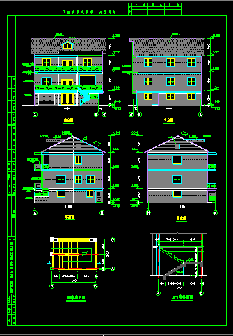 三层私人小别墅建筑结构施工设计CAD方案图-图二
