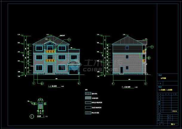 某地三层农居住房建筑设计cad施工方案图(含设计说明）-图二