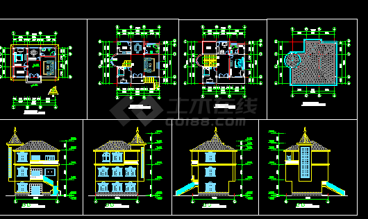 新型农村别墅建筑施工CAD设计方案详图-图一