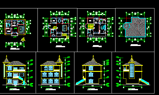 新型农村别墅建筑施工CAD设计方案详图