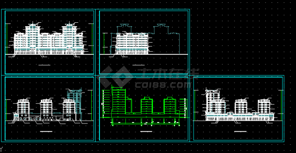 多层商住楼全套建筑CAD设计方案详图-图一