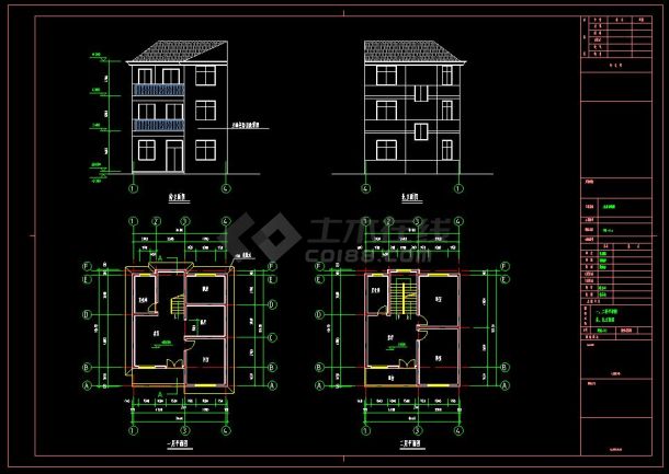 某地精品住宅别墅建筑及结构设计cad方案图(含设计说明）-图二