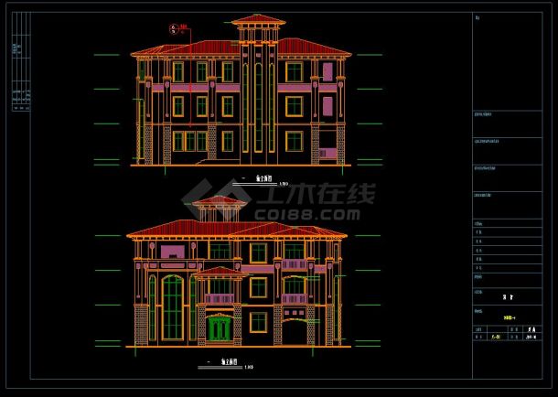 某小区多层豪华型别墅建筑设计cad施工图(含设计说明）-图二