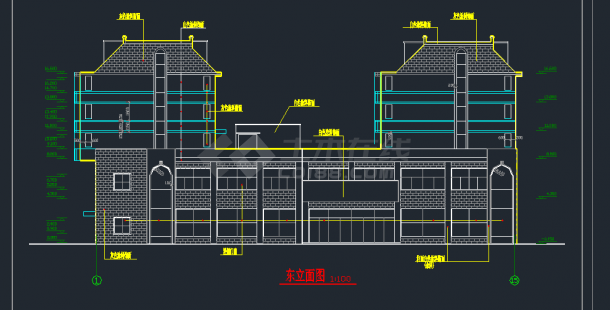 平湖市某地四层商住楼建筑设计CAD施工图-图二