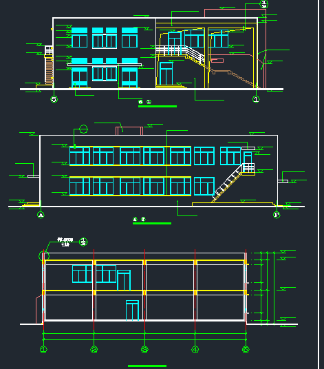 某公司二层食堂建筑全套设计CAD施工图-图二