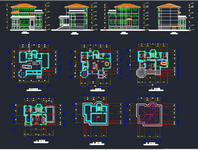 某地区月亮湾别墅建筑设计CAD施工图_图1