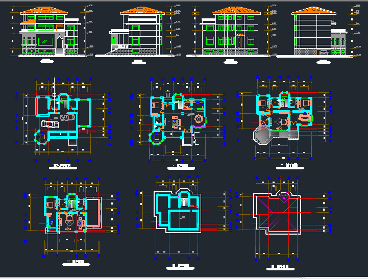 某地区月亮湾别墅建筑设计CAD施工图