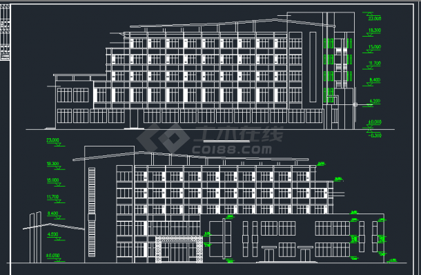 某地区中学综合楼及宿舍建筑设计CAD施工方案图-图二