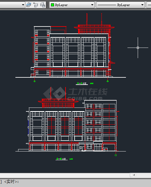 某地区岳堤超市建筑设计CAD施工方案图-图二