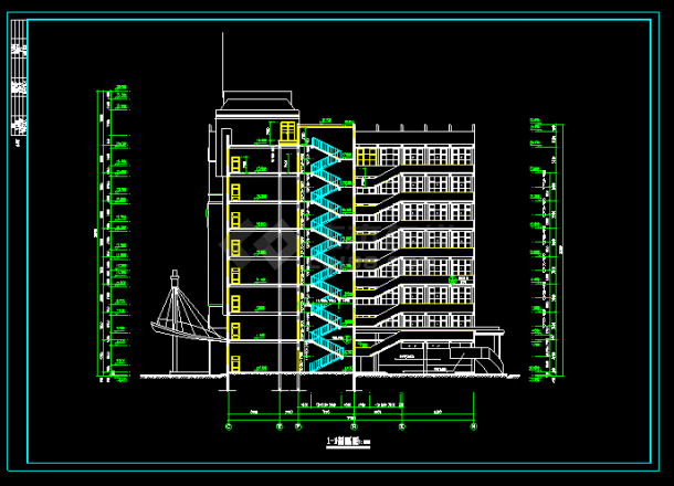 某中学学校综合楼全套建筑cad方案详细平面图-图二