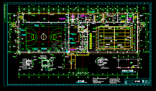 现代化大型体育馆CAD建筑施工详细设计图纸-图二
