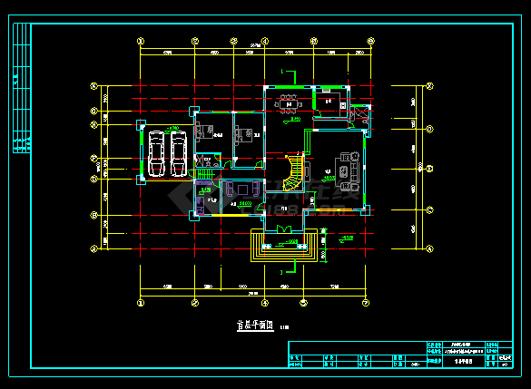 豪华G型别墅建筑施工CAD设计详图-图二