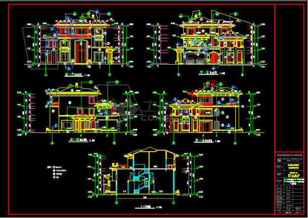 经典欧式别墅施工设计CAD方案平立面图-图二