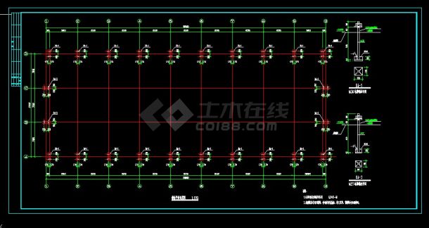 某地区某钢结构厂房10t吊车cad结构设计图-图二