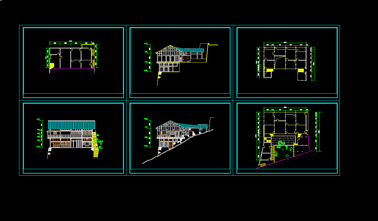 某地区某三地别墅建筑设计cad方案图