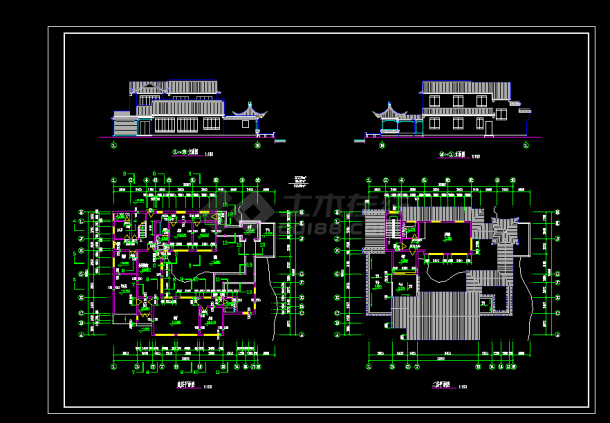 某地区某古建别墅建筑设计cad施工图-图二