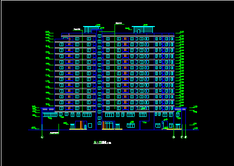 某市凯悦宾馆建筑CAD施工设计平立面图纸-图二