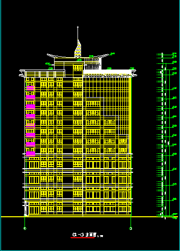 某酒店大厦建筑CAD设计施工平立面图纸-图二