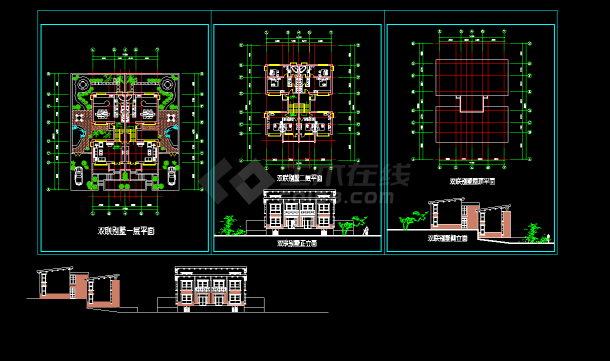 某地区某双联别墅设计cad建筑方案图-图一