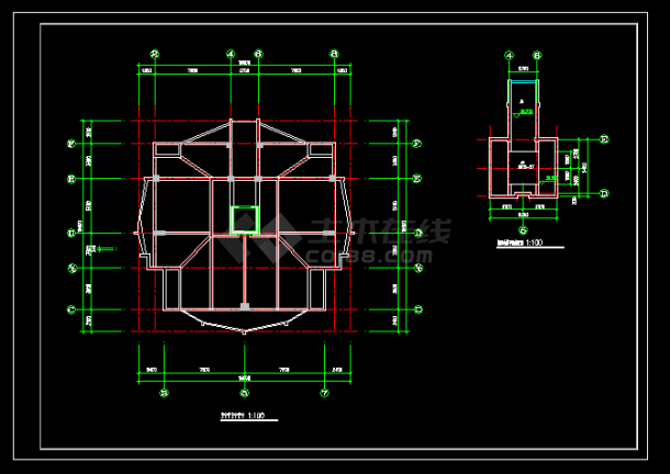 高层宿舍楼建筑施工CAD设计详图-图二