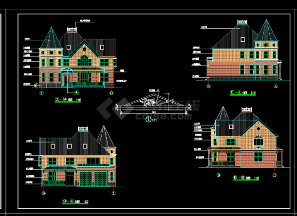 某地区某北方风格别墅建筑设计cad完整施工图-图二