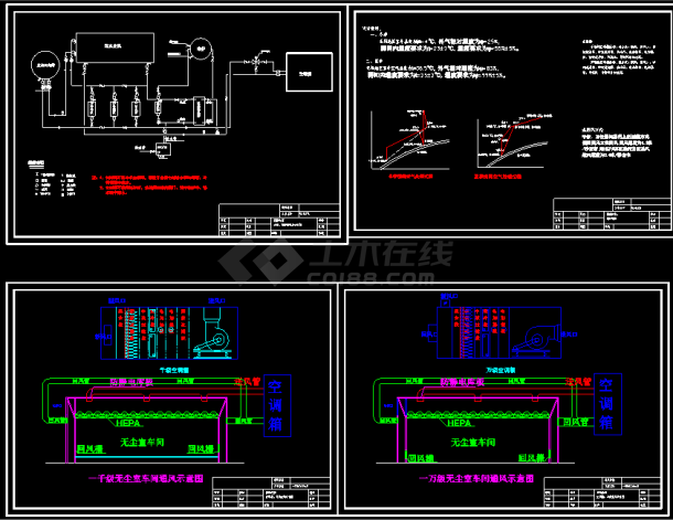 某经典千级无尘室空调cad设计施工图纸-图一