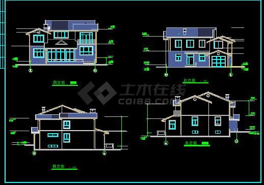 某地小型别墅建筑祥细施工图（标注详细）-图二