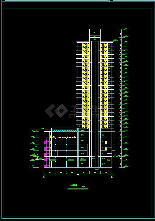 某地现代风格高层住宅楼建筑设计cad施工图-图二