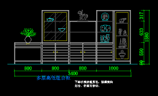 经典室内装修家具cad设计立面施工图_图1